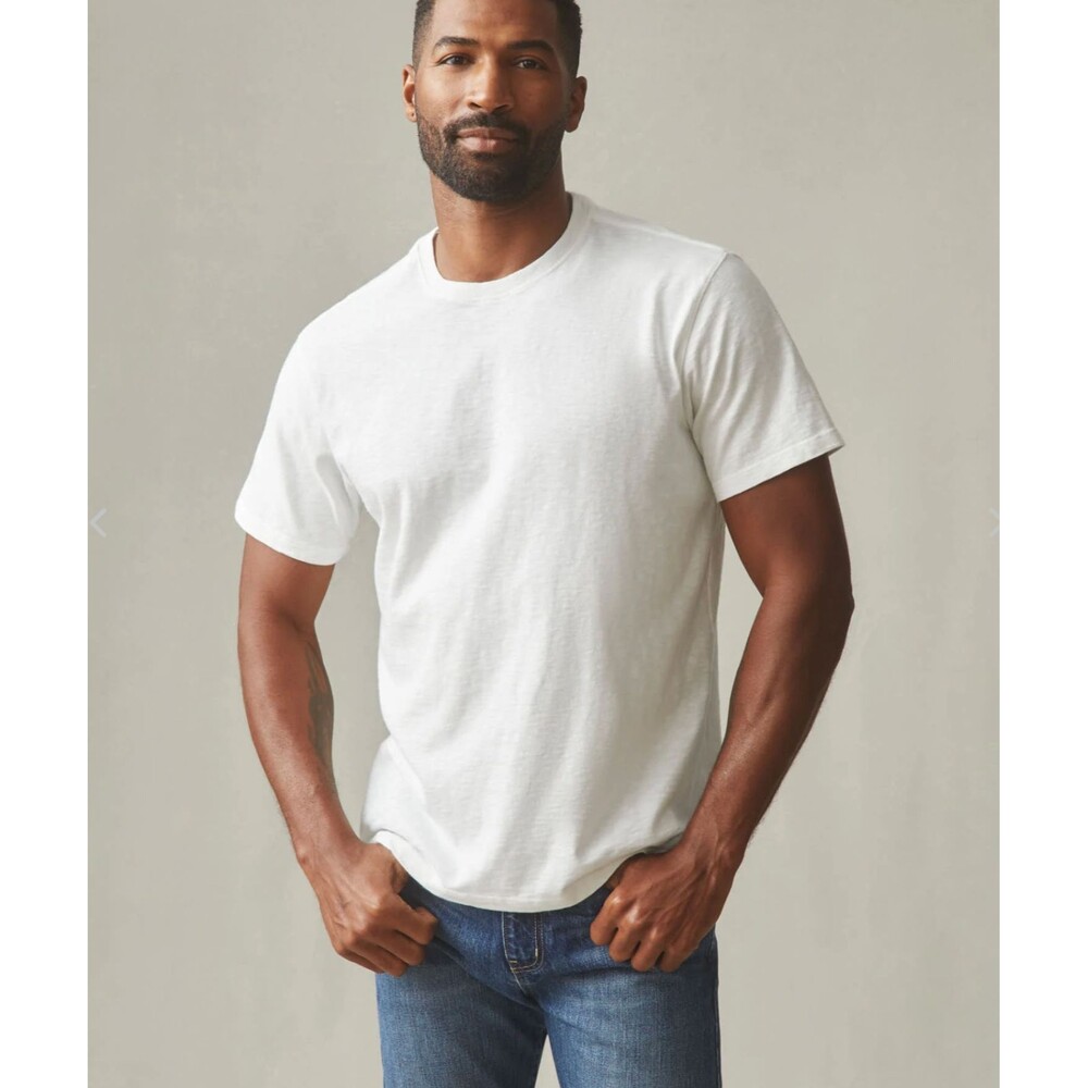 American Giant T-Shirt Mens Small White Slub Knit Short Sleeve Crew Tee Bone NEW